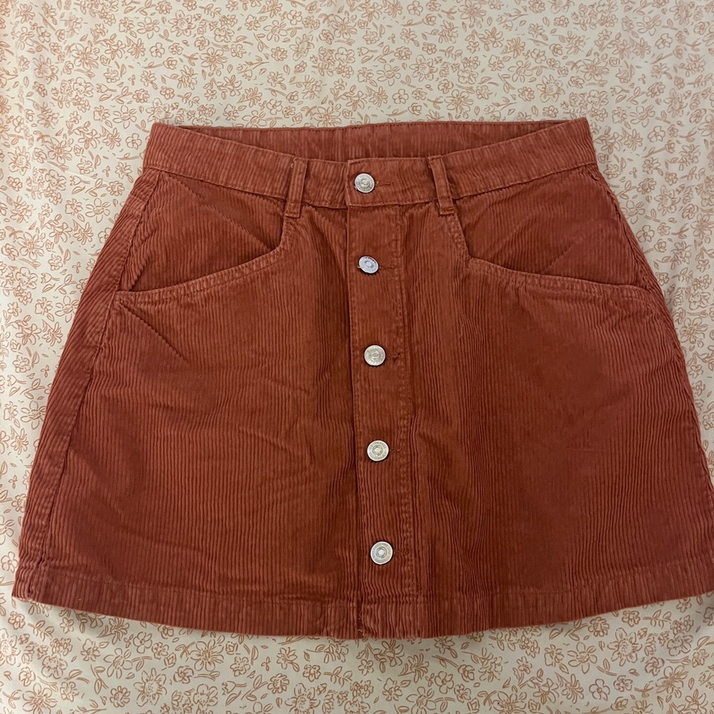 Free People Rust Corduroy Mini Skirt